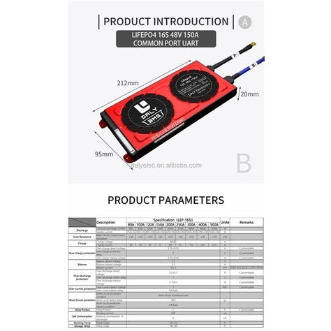 Daly Lifepo4 Normal BMS W/ Balance 16S 48V 150A