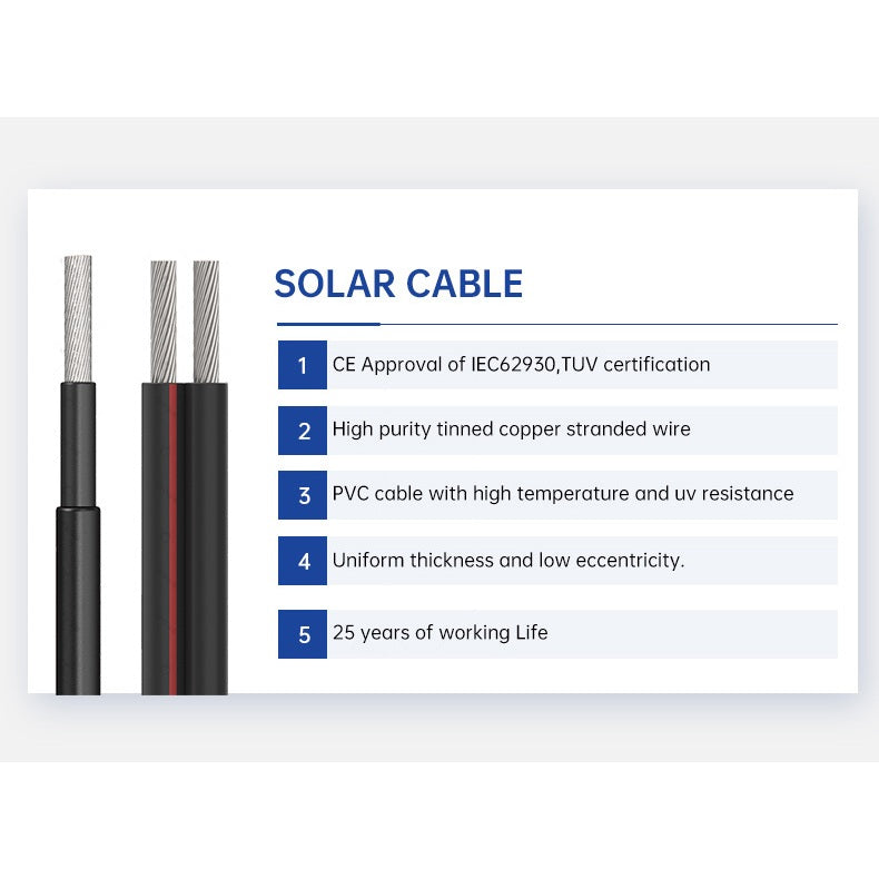 Twin Core Solar PV Cable Wire 1.5mm / 2.5mm / 4mm / 6mm