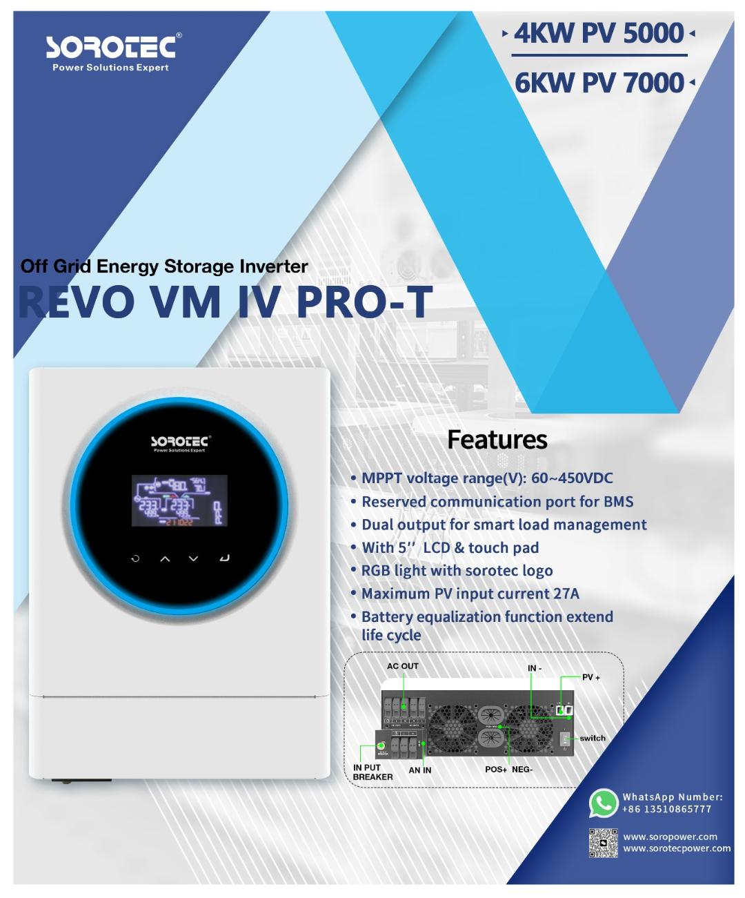 SOROTEC REVO VM IV PRO-T - 4KW, 24V Hybrid Solar Inverter